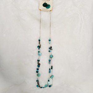 Sonoma NWT Blue Shell Earrings & Necklace Set